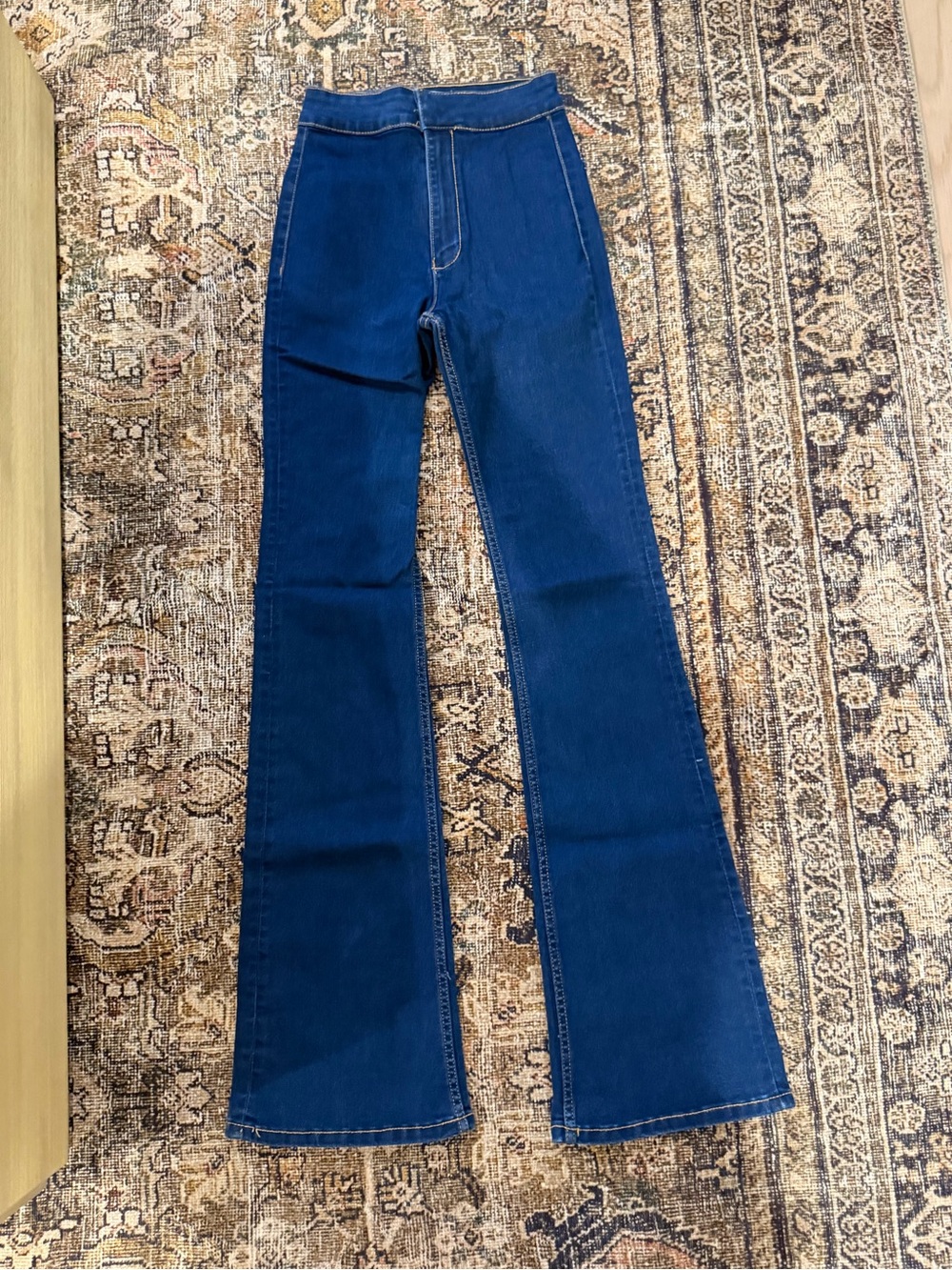 Zara Deep Blue High-Rise Flare Jeans